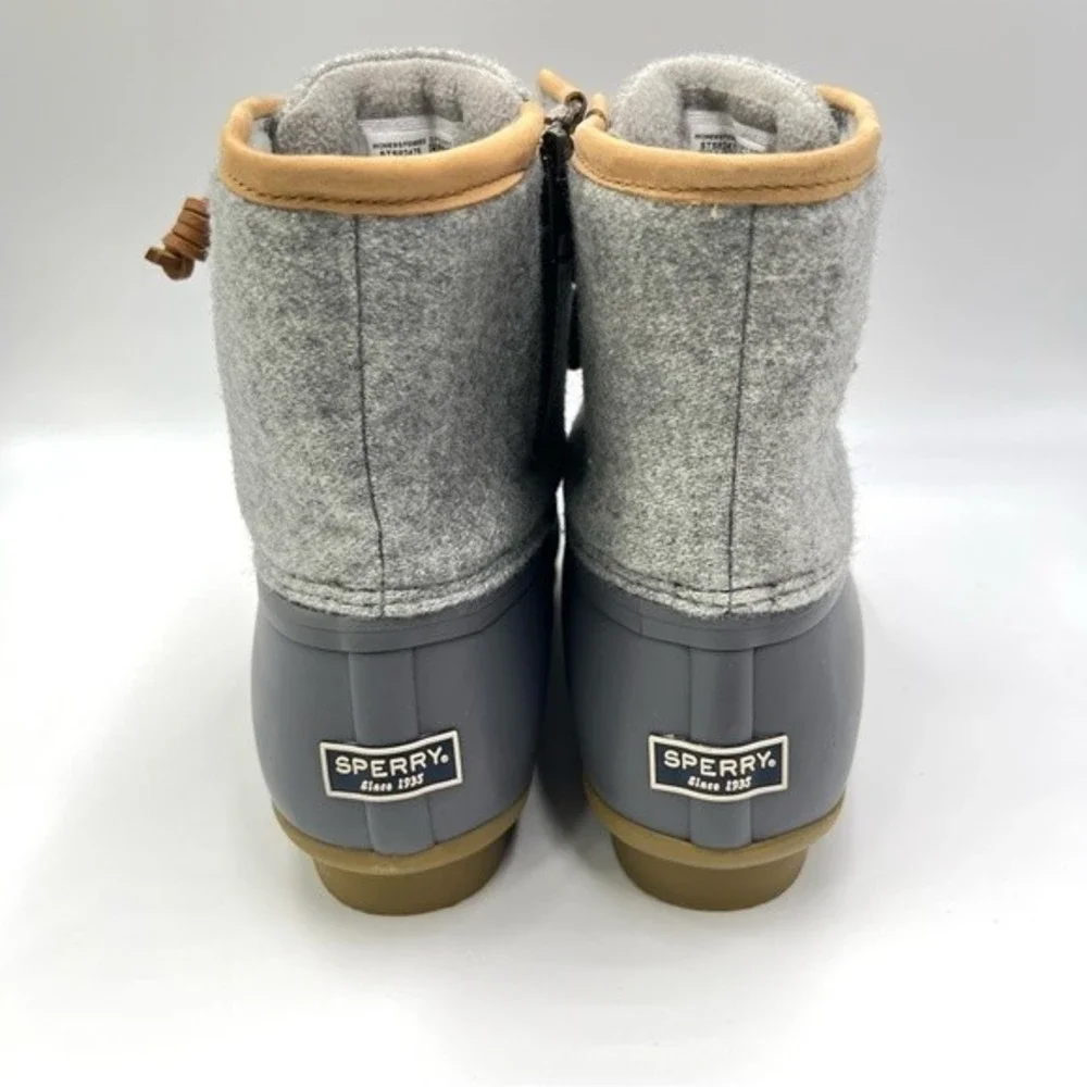Sperry Womens Size 9.5 Saltwater‎ Grey Gray Wool Duck Boots STS82475